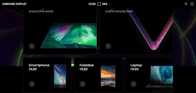 trang web chuyên dụng của Samsung về các sản phẩm màn hình OLED