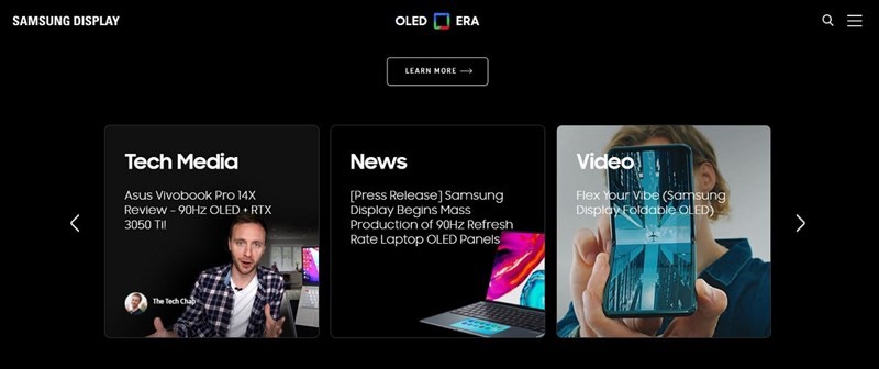 trang web sẽ trình bày nhiều nội dung về các sản phẩm OLED cũng như các công nghệ mới