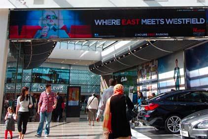 Video wall in Westfield Stratford City Shopping Center