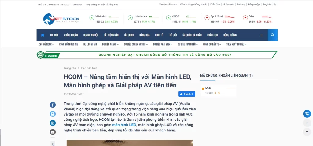 Báo chí Vietstock nói về HCOM