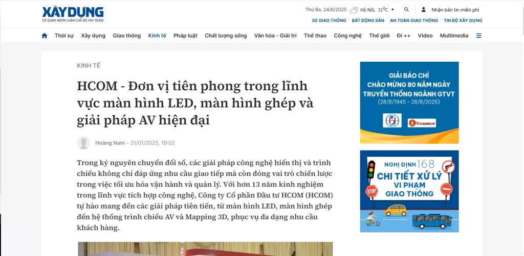 Báo chí Xây Dụng nói về HCOM