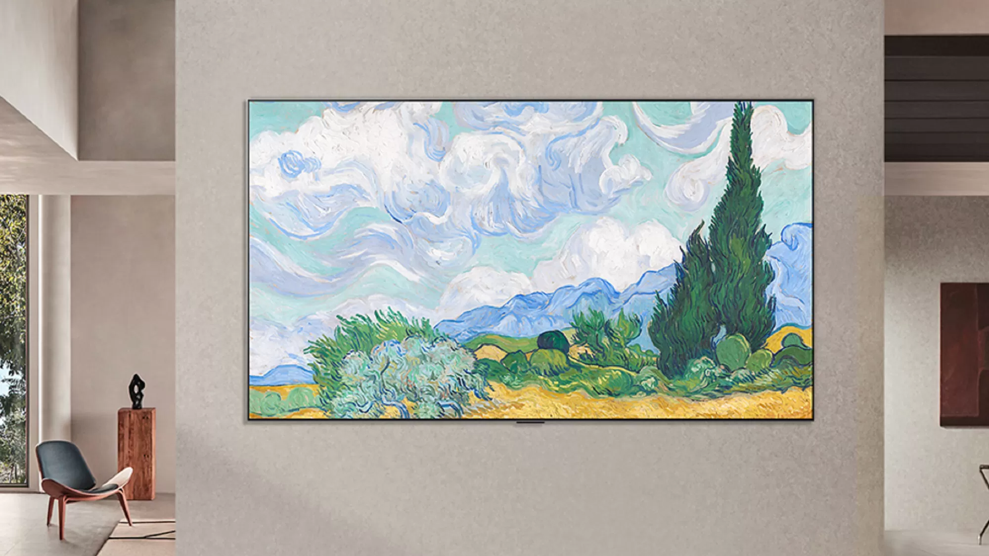 LG Gallery+ trên tường phòng khách